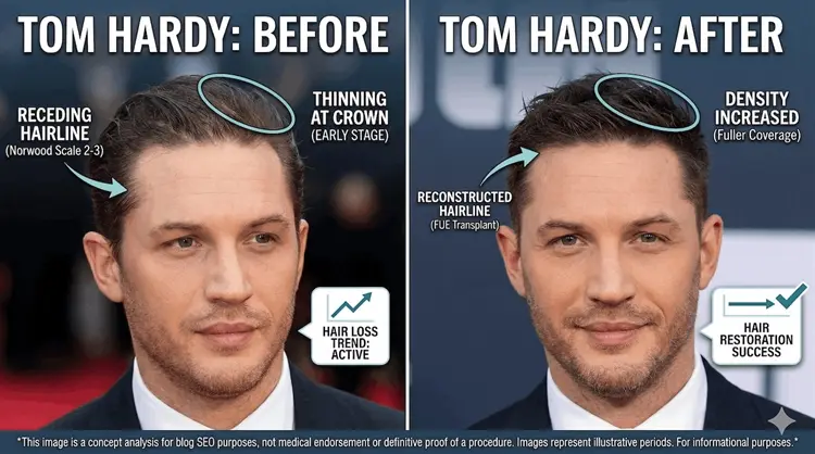 Tom Hardy Hair Transplant: Before and After - Hair Loss Analysis